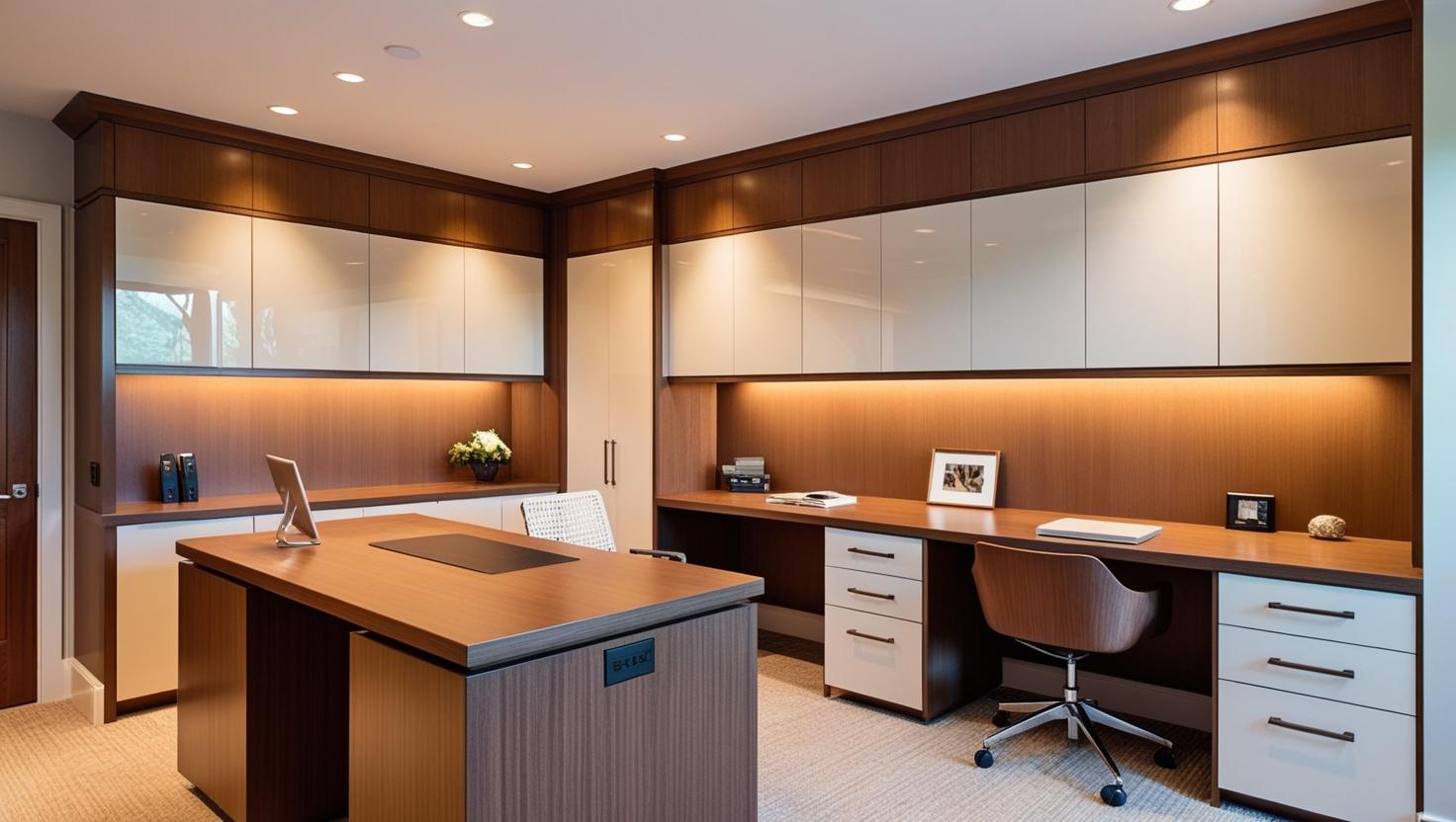 Amazing Built In Office Desk And Cabinets Ideas