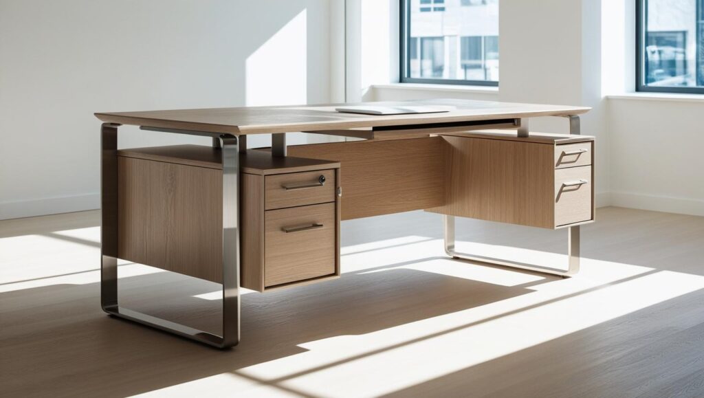 The Contemporary Desk with Sleek Design and Integrated Storage Compartments