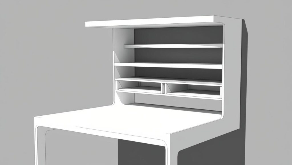 The Minimalist Desk with Floating Shelf and Hidden Storage