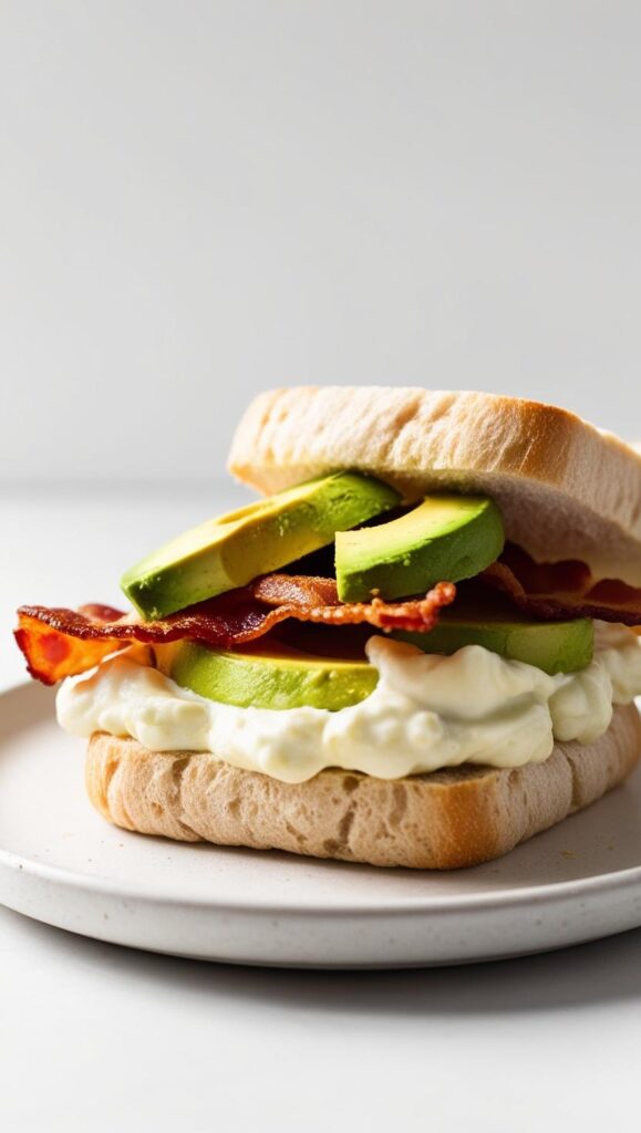 Avocado and Bacon Cloud Bread Sandwich