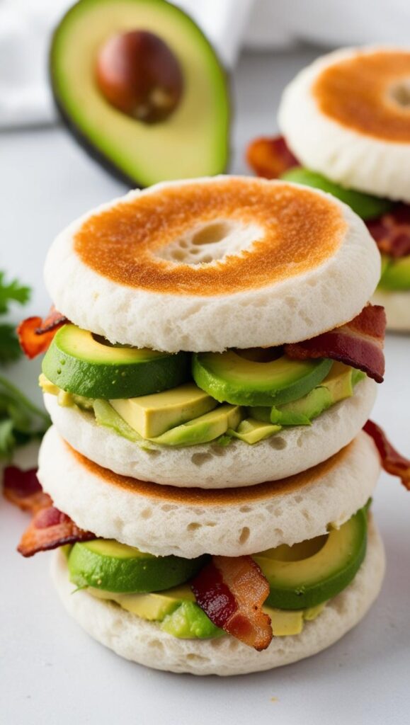 Avocado and Bacon Cloud Bread Sandwich