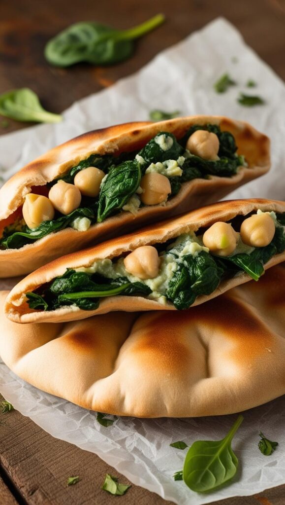  Chickpea and Spinach Stuffed Pita Pockets