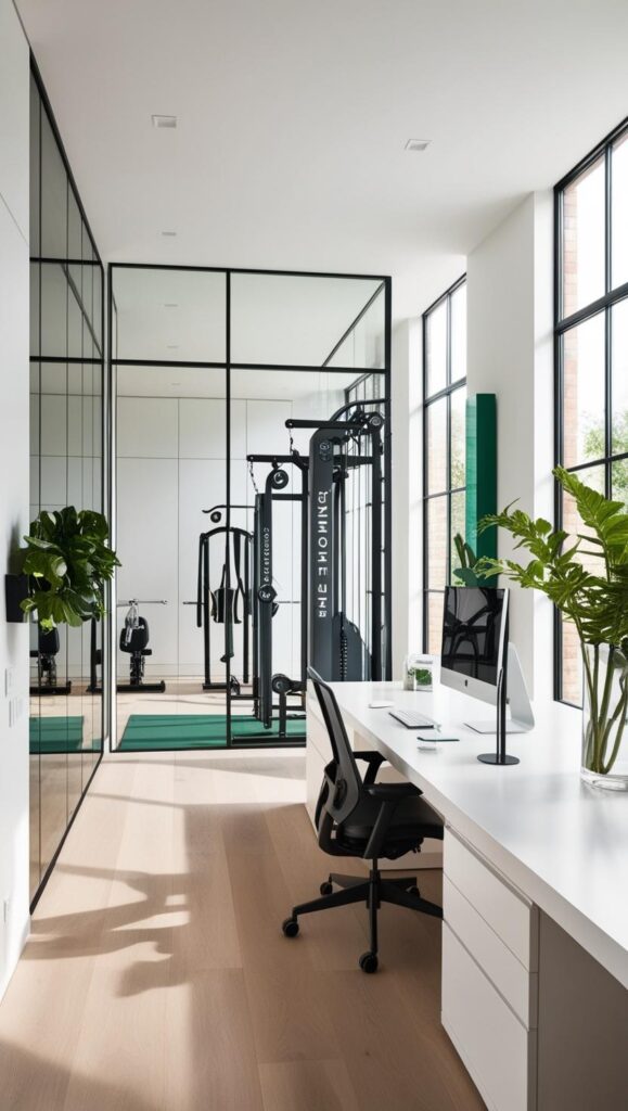 Gorgeous Home Office Gym Combo Layout