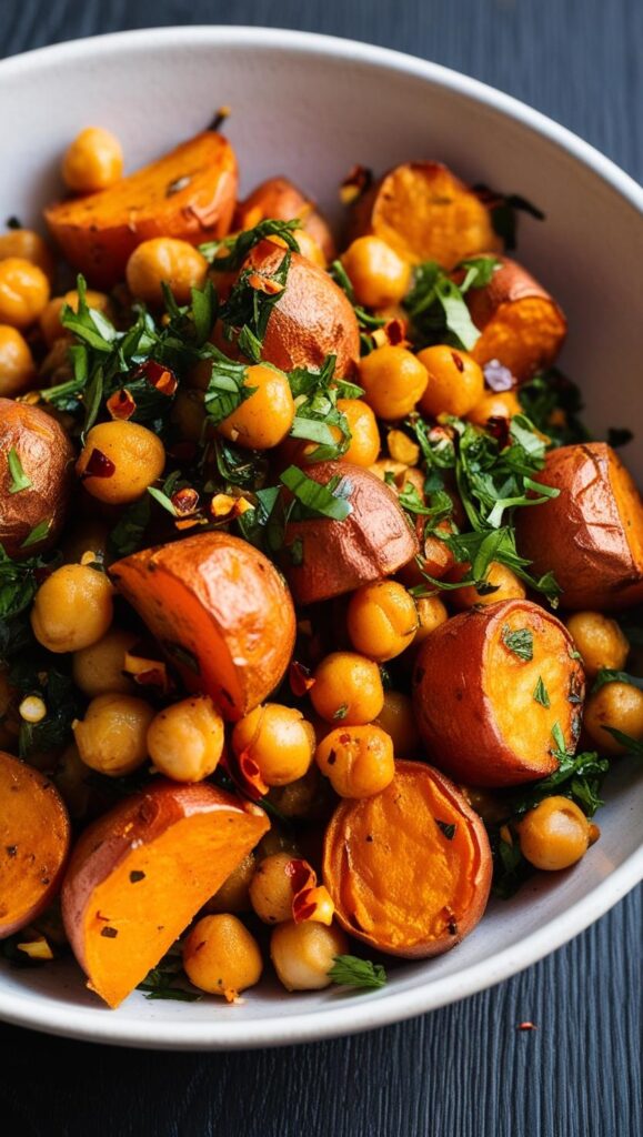 Spicy Chickpea and Sweet Potato Hash