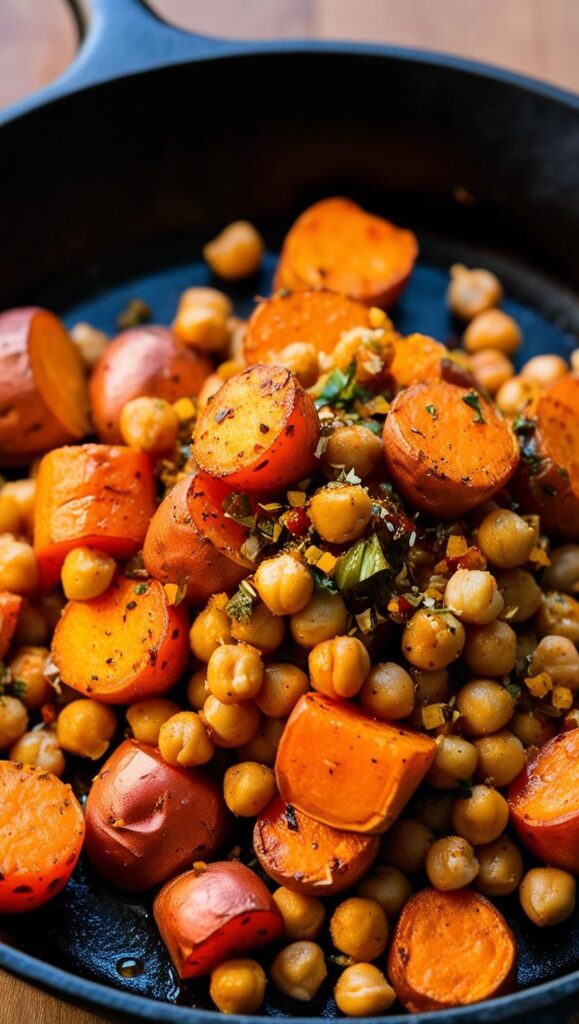 Spicy Chickpea and Sweet Potato Hash