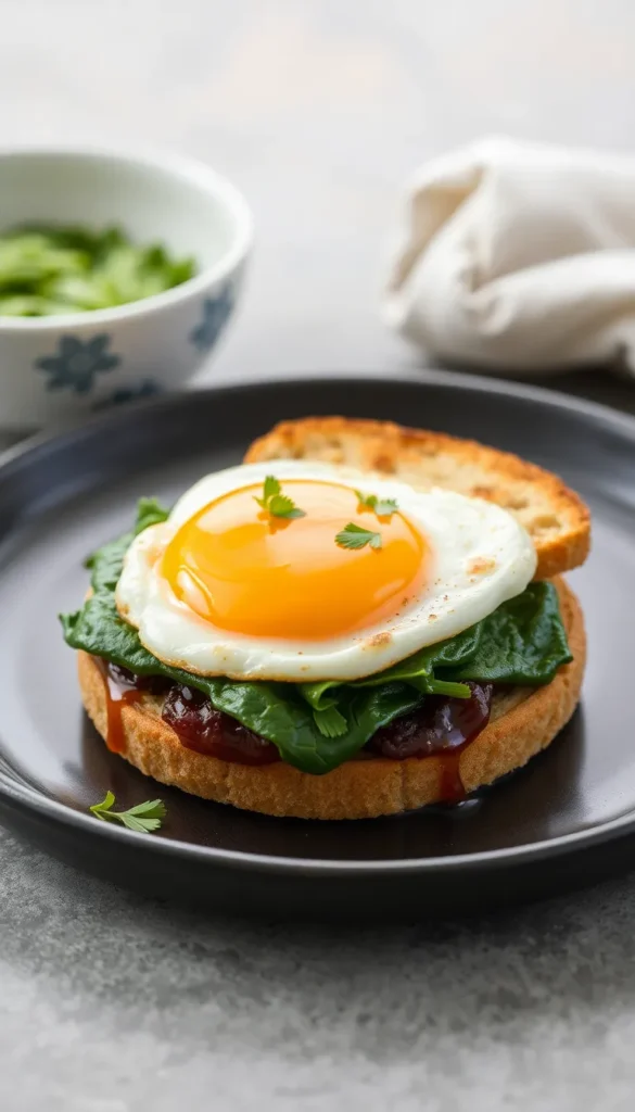 Egg and Spinach Portobello Sandwich: