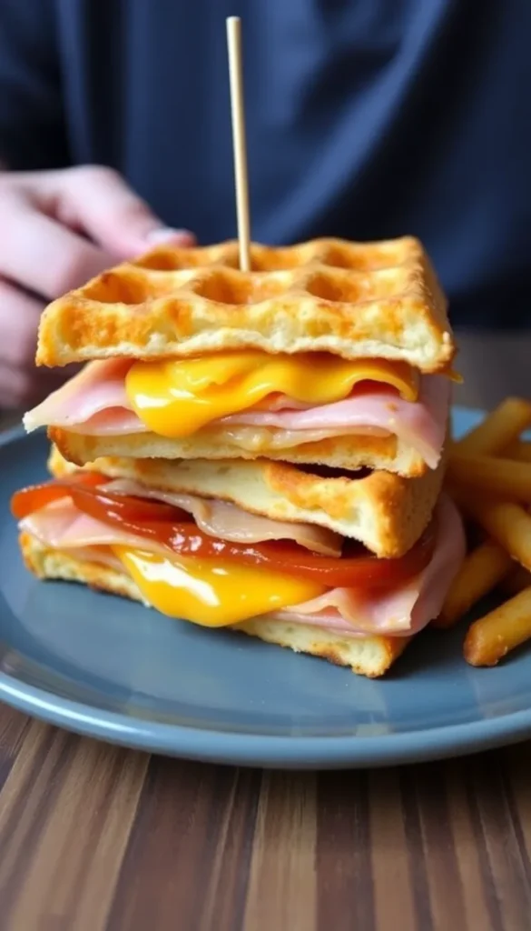 Ham and Cheddar Chaffle Sandwich