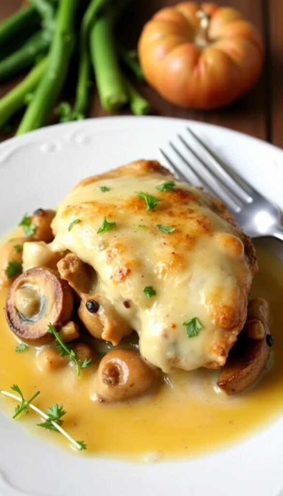 Mushroom and Brie Chicken Bake