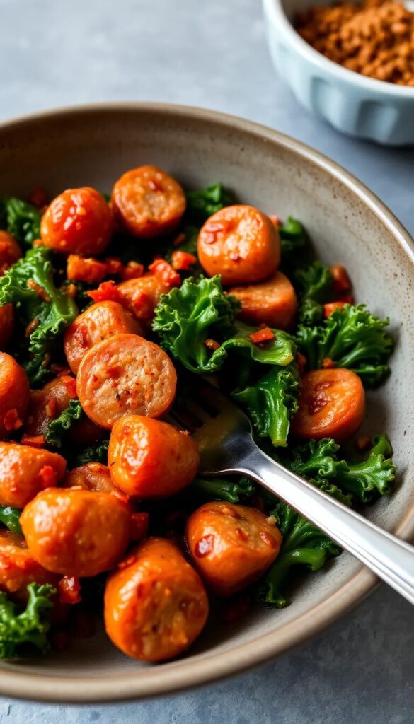 Spicy Sausage and Kale with Red Pepper Flakes