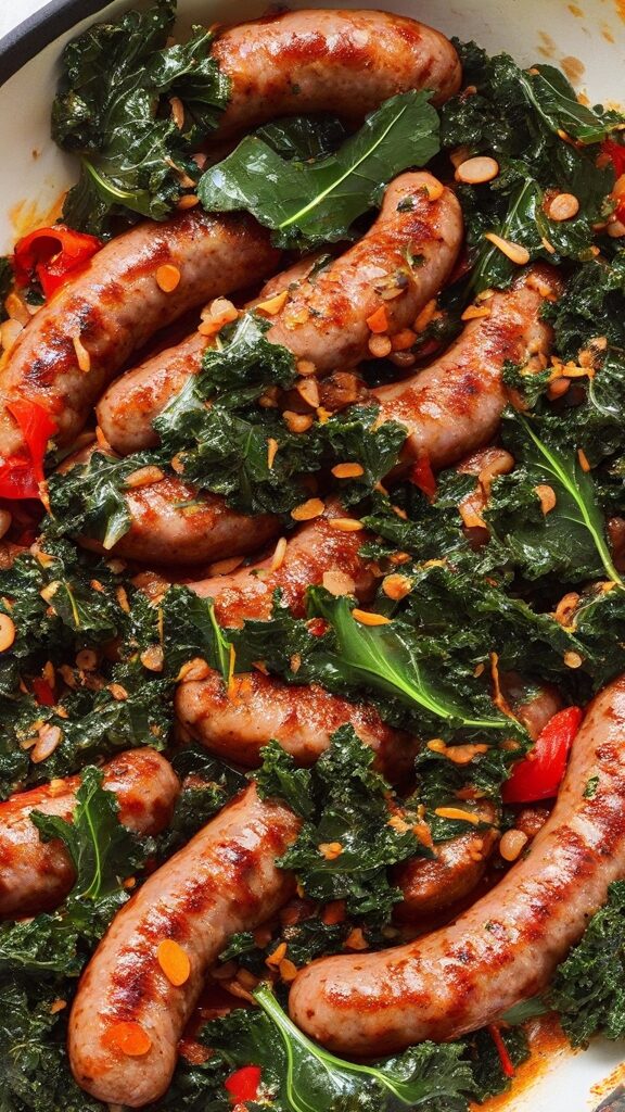 Spicy Sausage and Kale with Red Pepper Flakes