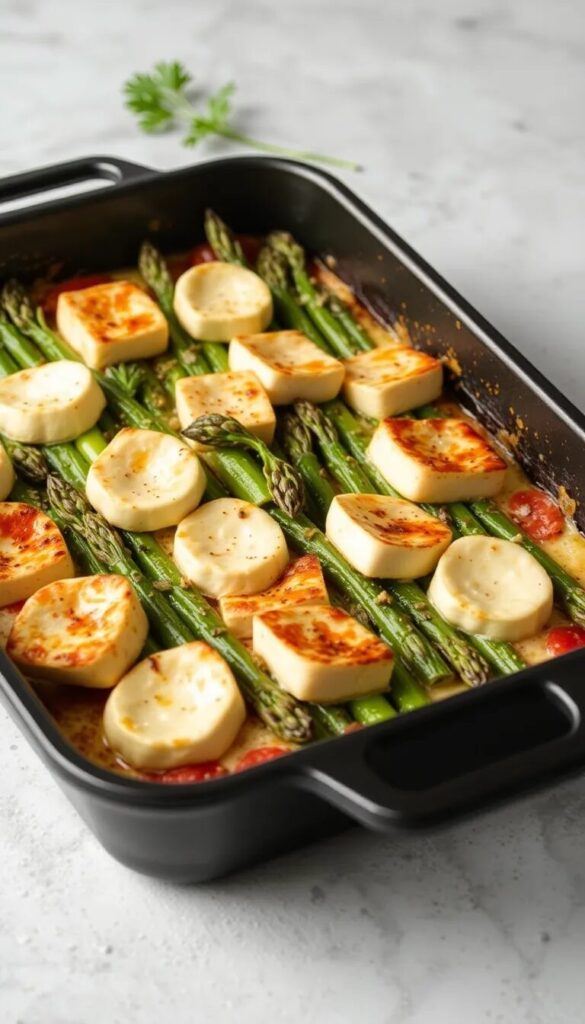 Asparagus and Halloumi Bake