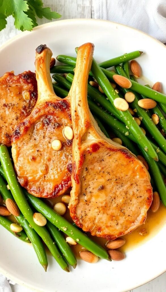 Pork Chops with Green Beans and Almonds