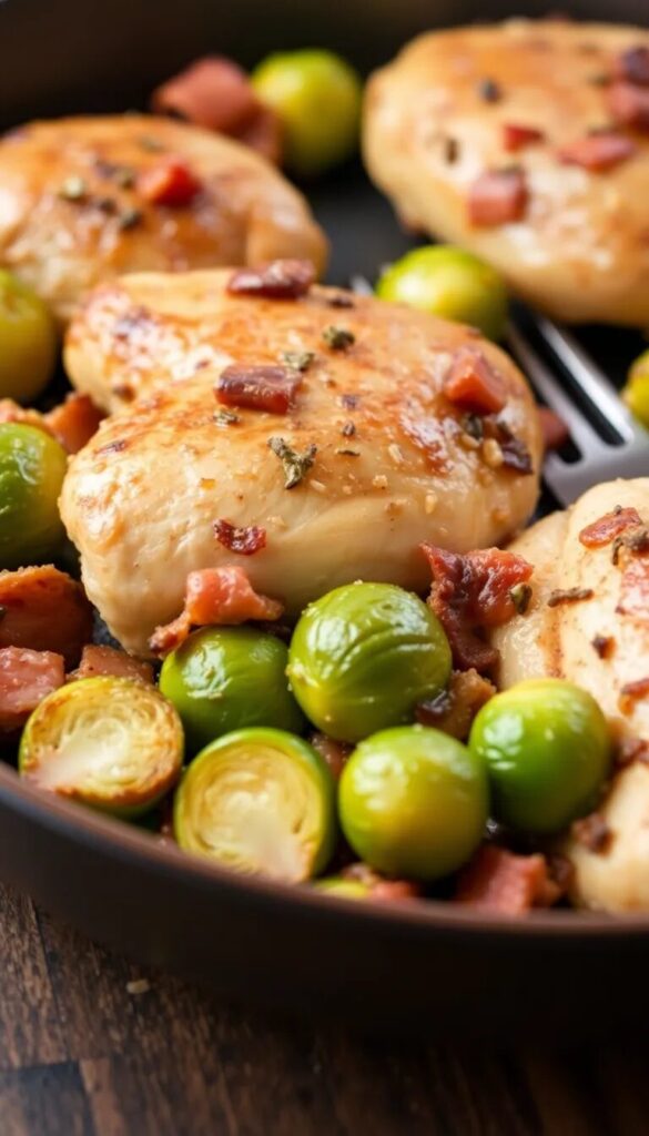 Roasted Chicken and Brussels Sprouts with Bacon