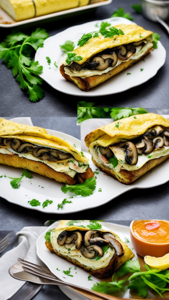 Mushroom and Swiss Omelette Roll-Up