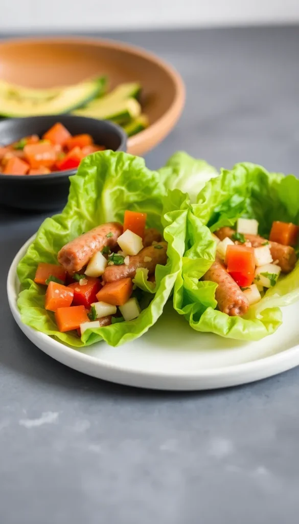 Sausage and Pepper Jack Lettuce Wrap