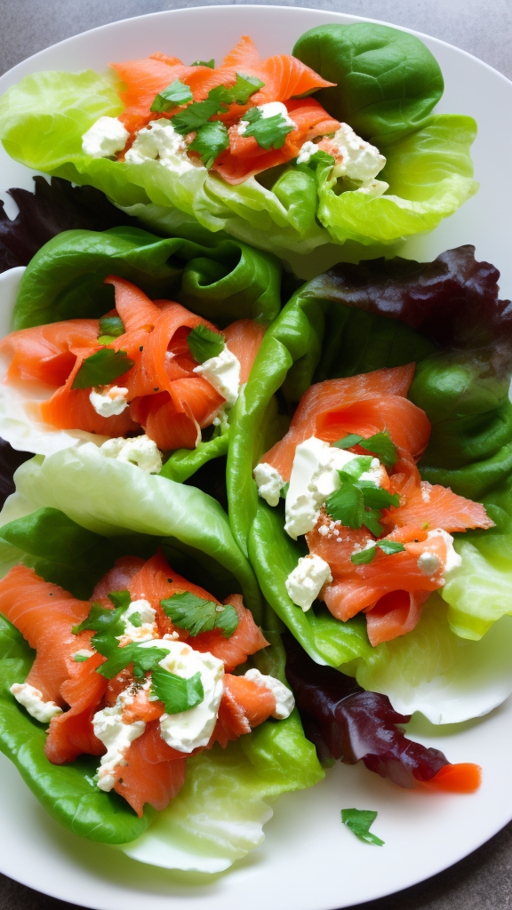 Smoked Salmon and Cream Cheese Lettuce Wrap