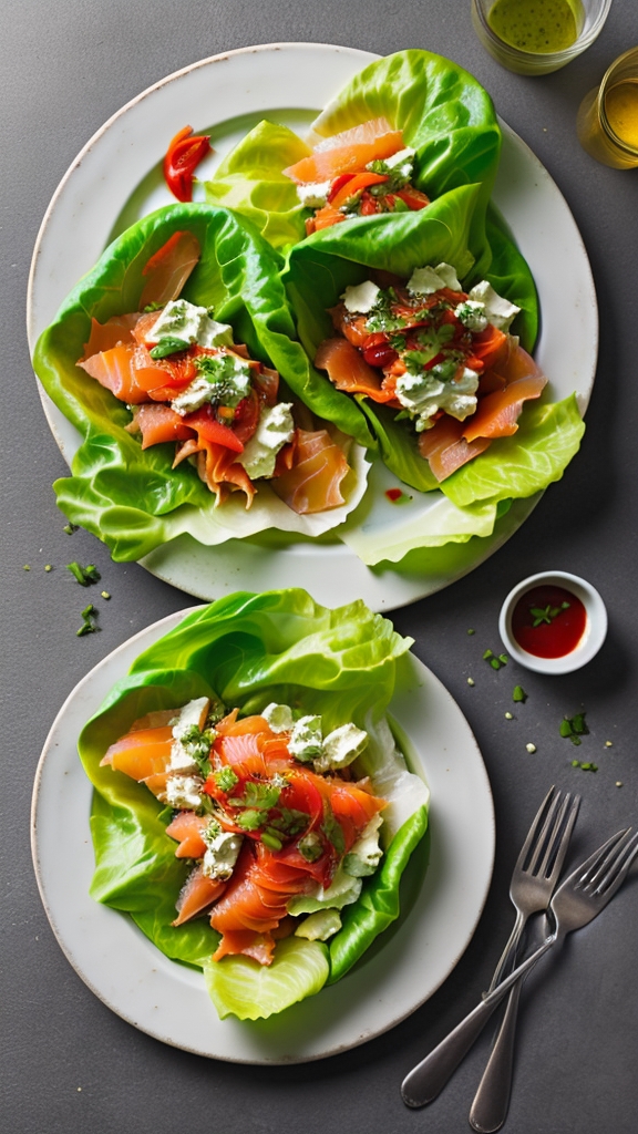 Smoked Salmon and Cream Cheese Lettuce Wrap