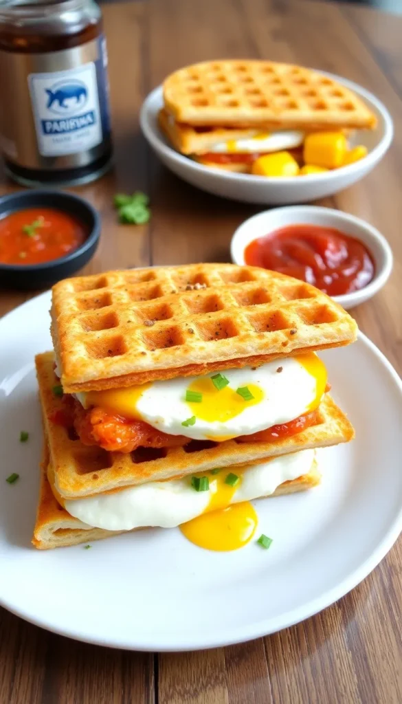 Spicy Egg and Cheese Chaffle Sandwich